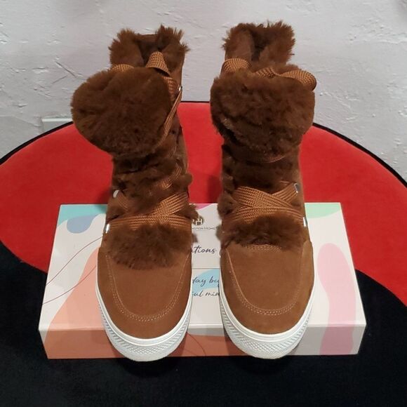 Steve Madden Wharton Suede Wedge Fur Boots Size 9 - Picture 3 of 14